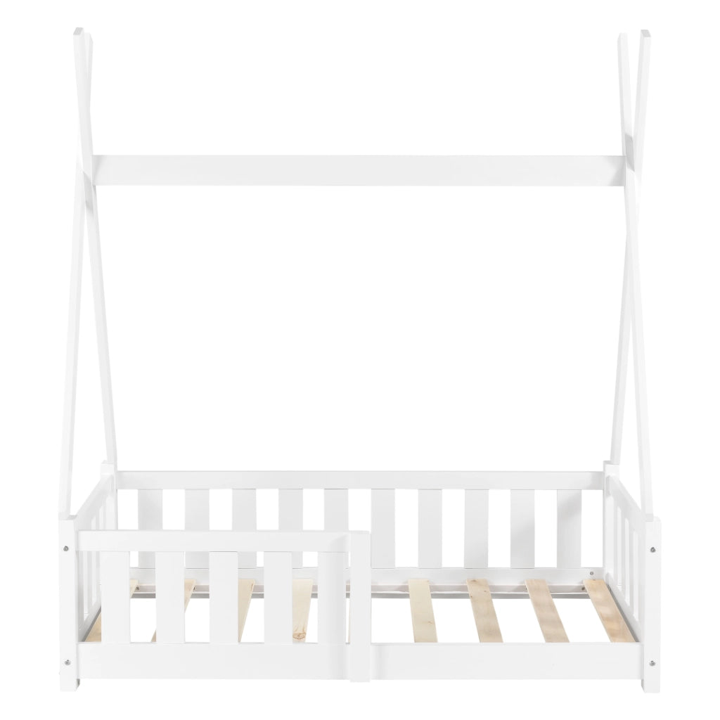 Letto a Capanna Helsingborg con Sponde 70 x 140 cm Bianco [en.casa]
