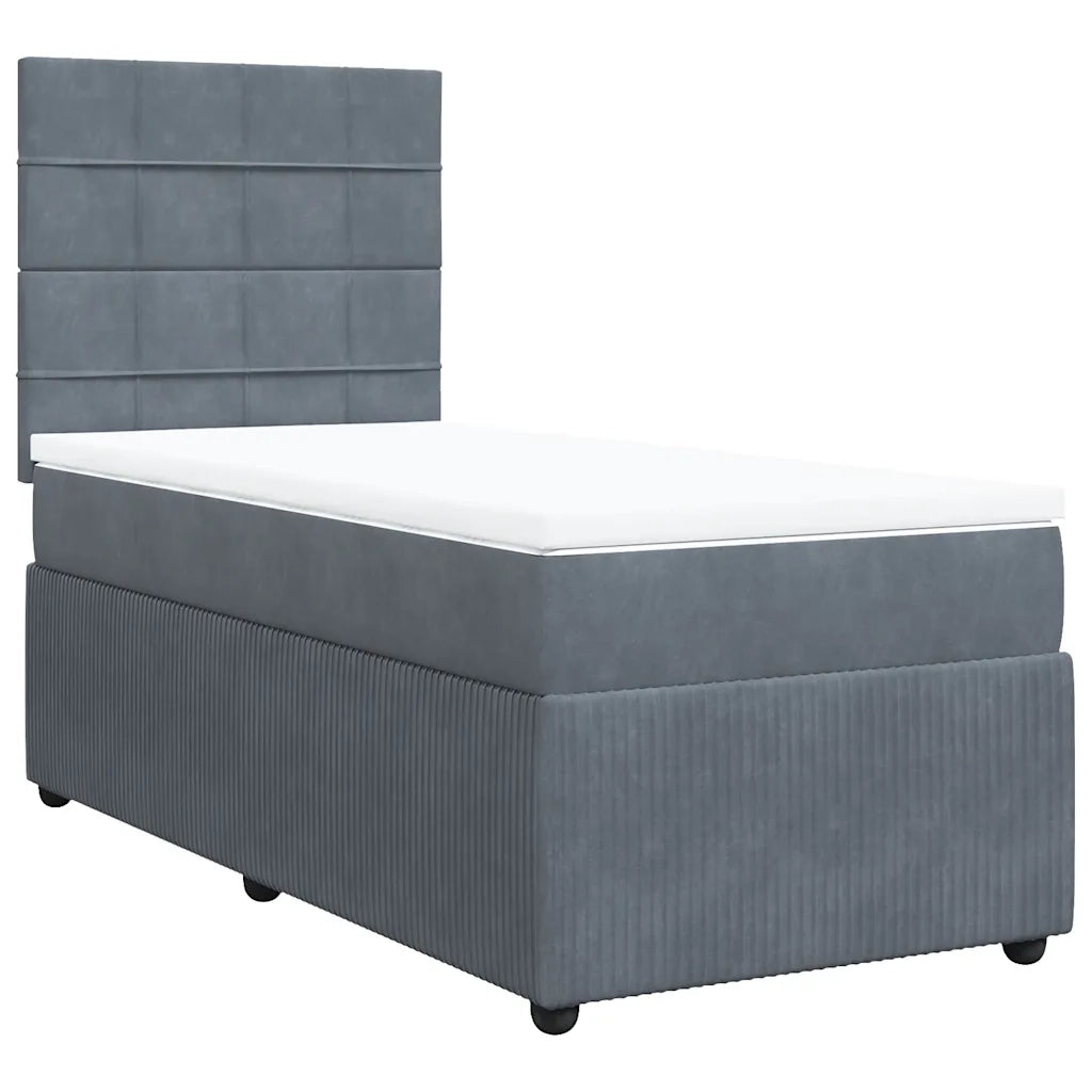 Giroletto a Molle con Materasso Grigio Scuro 100x200 cm Velluto