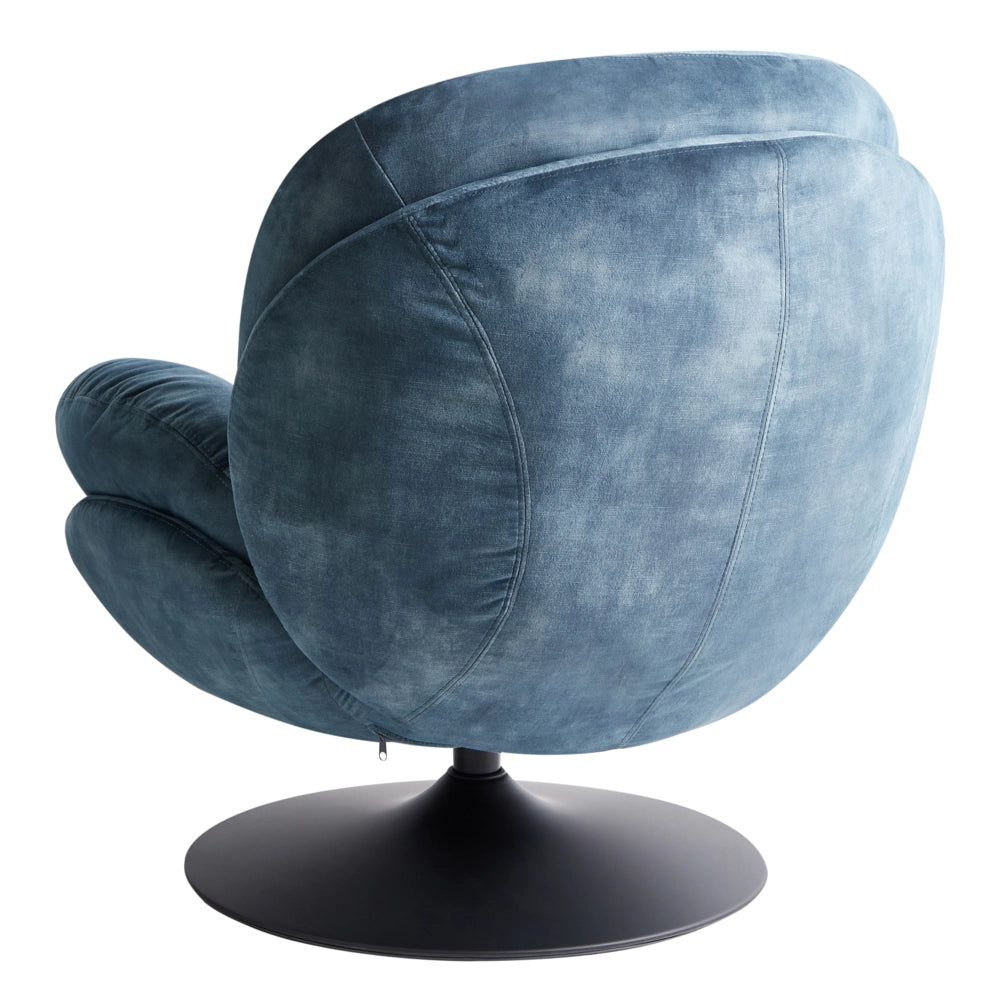 Poltrona girevole Velluto blu scuro Base singola con sedile imbottito Button Tufted