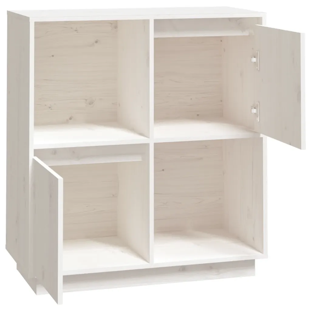 Credenza Bianca 74x35x80 cm in Legno Massello di Pino cod mxl 18731