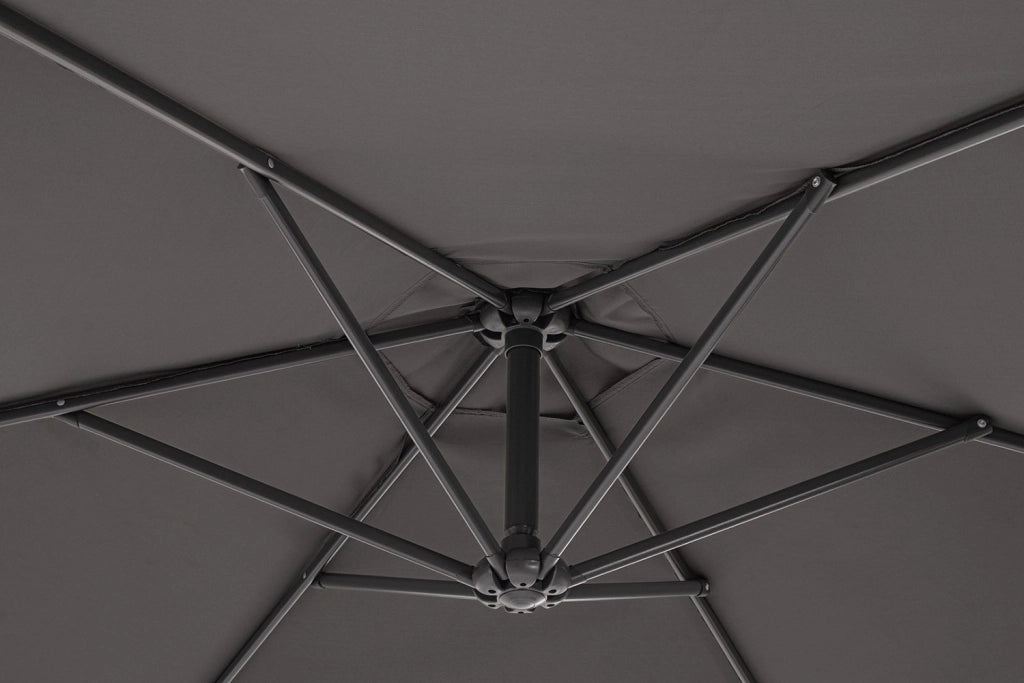 Ombrello a Braccio da Giardino 6 Stecche Ø300x235h cm Telo in Poliestere Nizza Antracite e Grigio