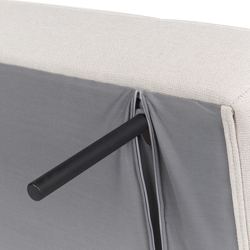 Divano letto Beige Rivestimento in tessuto Gambe in metallo 2 posti Seduta con schienale imbottito Design moderno Senza braccioli