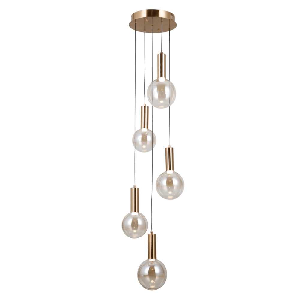 Lampadario LED 25W oro con sfere ambra STRELA Italux