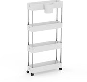 Carrello trasportabile 4 livelli, ripostiglio mobile per cucina, bagno, lavanderia, camera da letto.