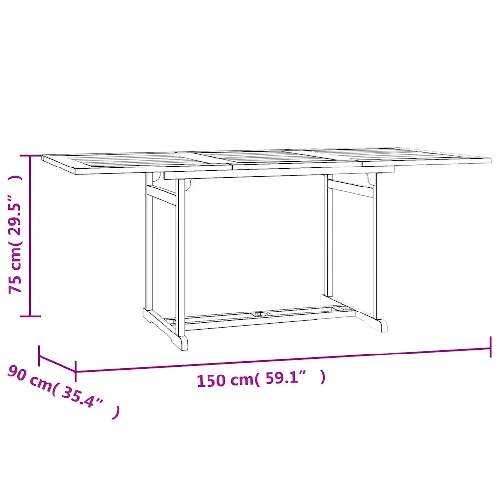 Set da Pranzo per Giardino 5 pz in Legno Massello di Teak