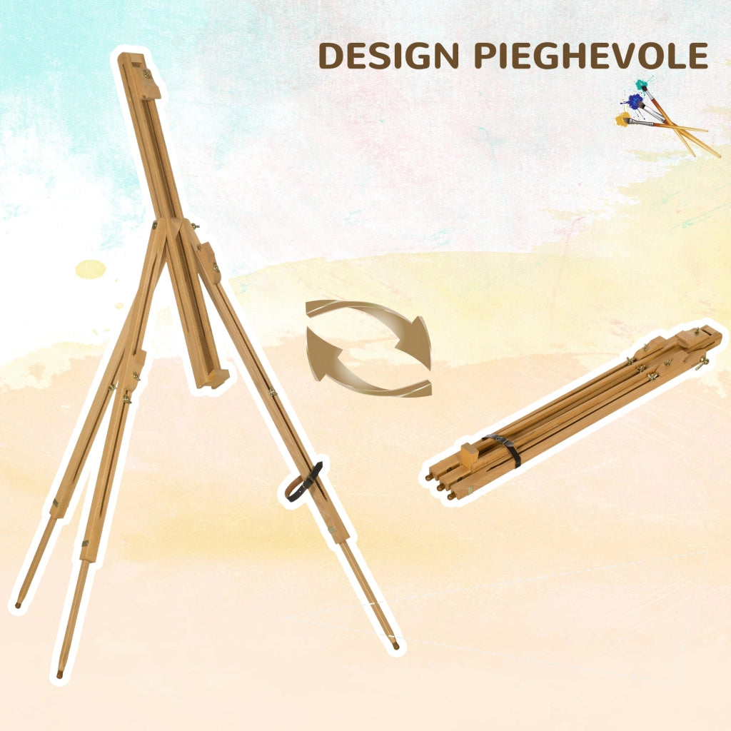 Cavalletto Treppiede da Pittura 93x84x183 cm in Legno Naturale
