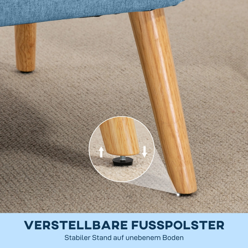 Divano 2 Posti ¨C Zephmum ¨C Tessuto Blu 117x56.5x77