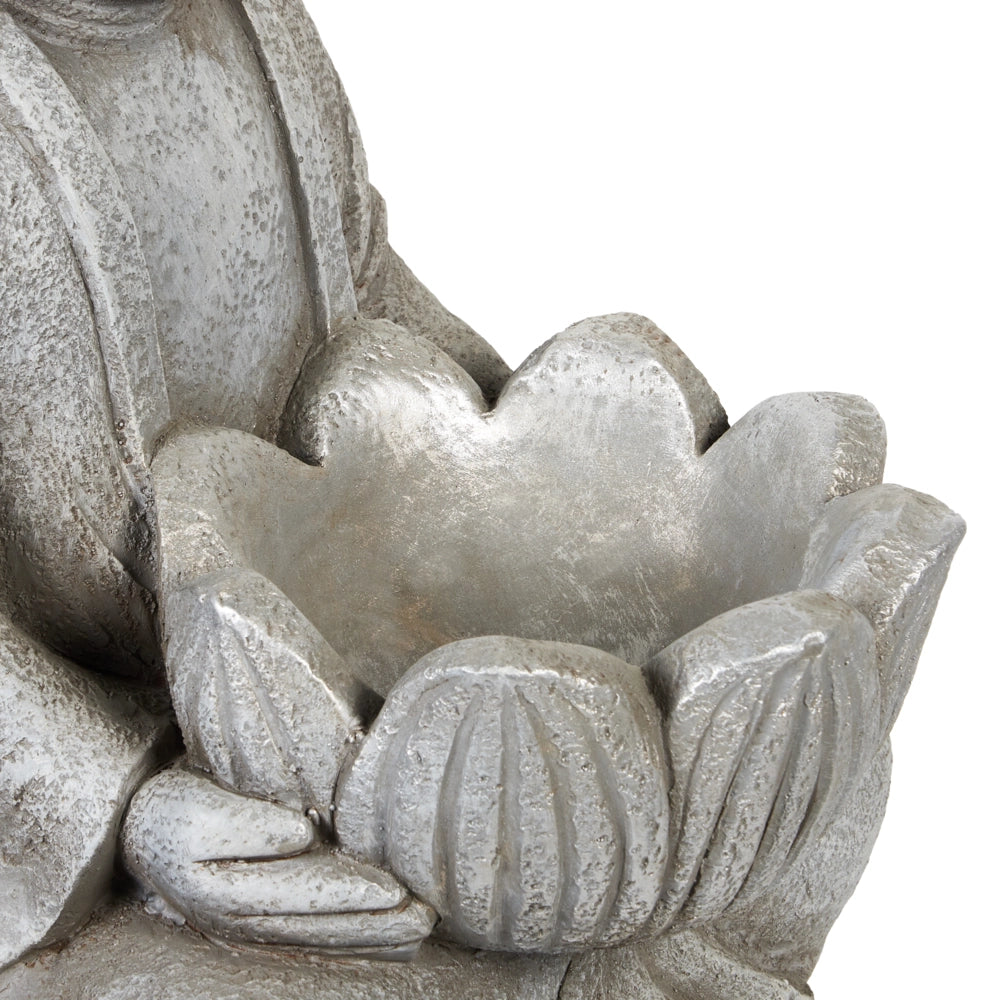 Figura decorativa Grigio MgO 44 cm Pezzo d'accento Budda Decorazione per interni esterni Soggiorno