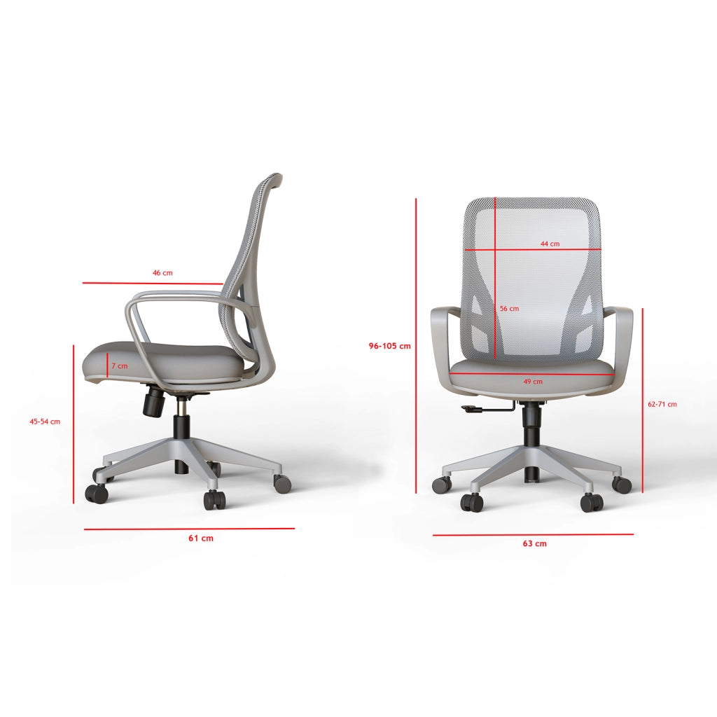 Sedia studio Hispanohogar altezza regolabile in tessuto gris