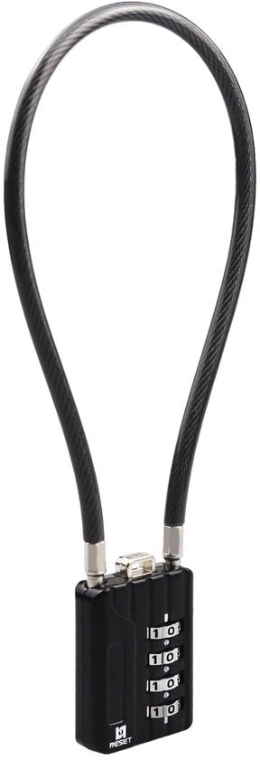 Reset 204 4 cifre combinazione a chiave con cavo di 30 cm, diametro cavo 5 mm, combinazione a sicurezza alta, adatta per bagagli, valigie da armi, cassetti dei rifiuti, casse degli attrezzi, caschi, 1 confezione