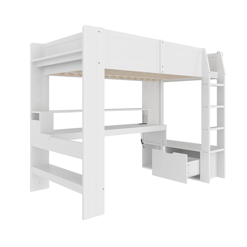 Letto gaming - Xylo - 90x200 cm LED scrivania bianco