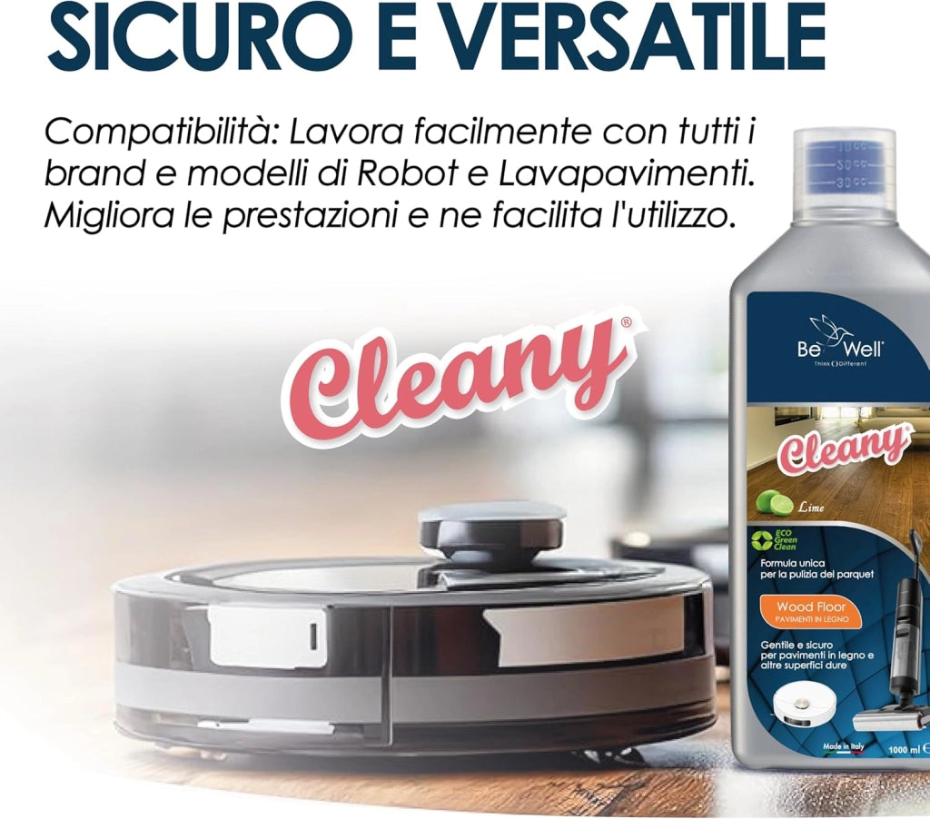 CLEANY Detergente Concentrato per Robot Lavapavimenti e Aspirazione con Igienizzante Multisurface 1000ml pulizia senza aloni e sostenibile Adatto a tutti i Robot (AGRUMI DI SICILIA)