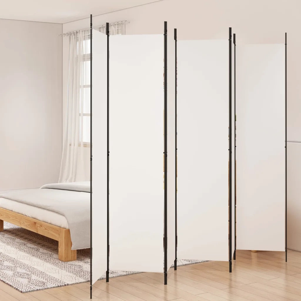 Divisorio Ambienti | Divider per stanze | Paravento a 4 Pannelli Bianco 300x220 cm Tessuto