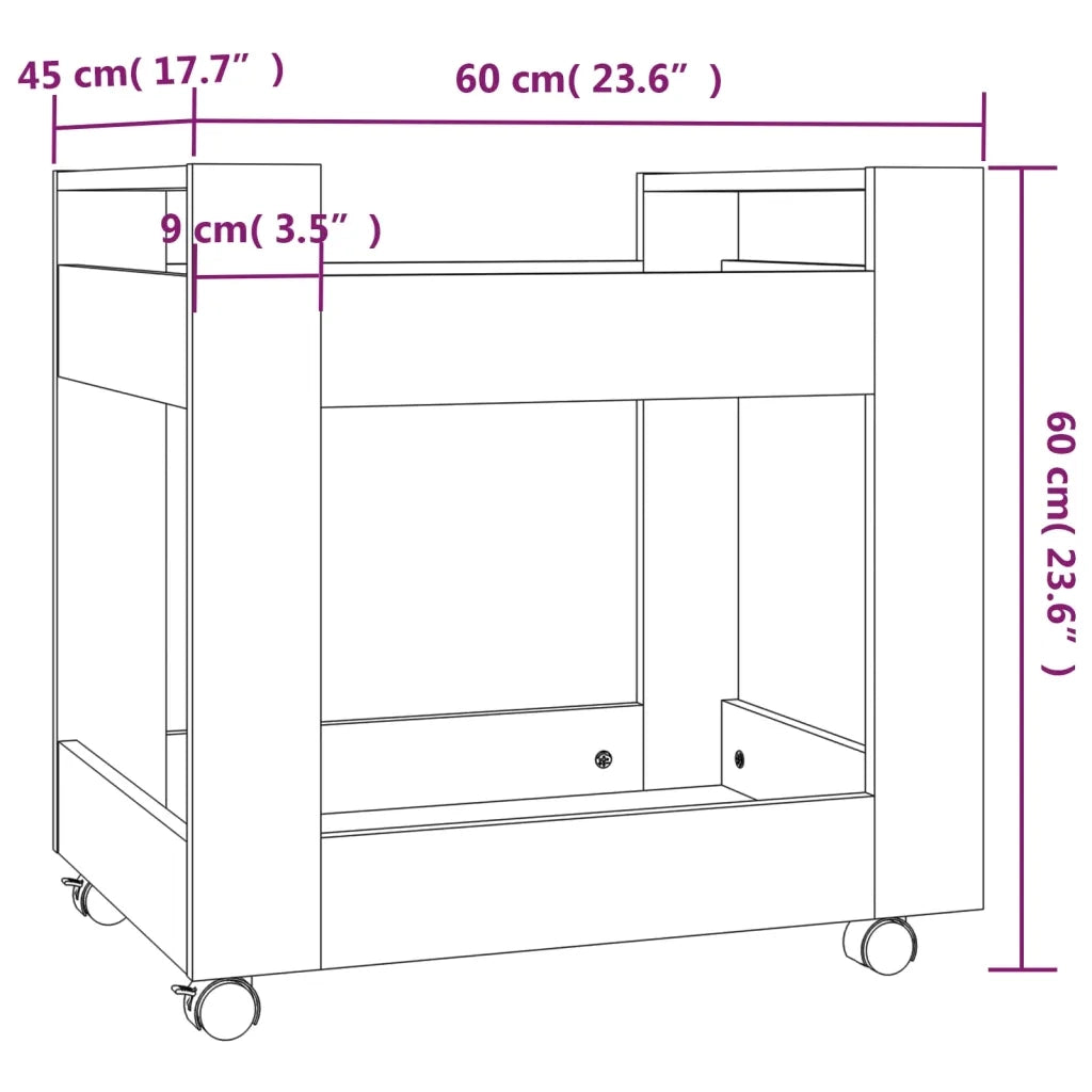 Carrello Scrivania rovere fumo 60x45x60 cm Legno Multistrato