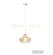 SOSPENSIONE OTTONE SATINATO 1 LUCE VETRO PICCOLO AMBRA 1191OS-SP-AM