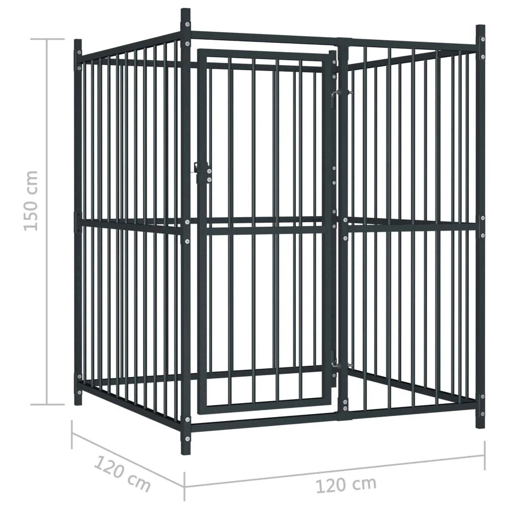 Recinto per animali da esterno per cani 120 x 120 x 150 cm nero 02_0000461