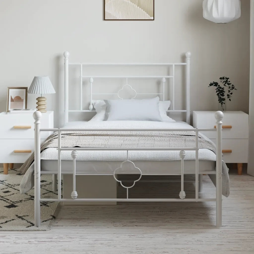Giroletto con Testiera e Pediera Metallo Bianco 100x200 cmcod mxl 133682