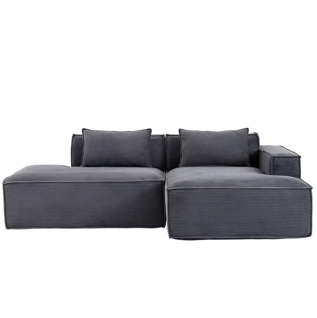 Divano imbottito in poliestere grigio largo 235 cm HOMVRA
