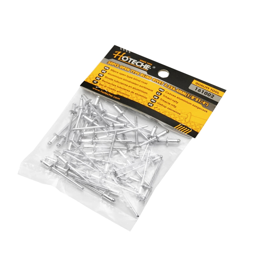 Rivetti in alluminio 3.2x6.4 mm, confezione da 50 pezzi, Hoteche