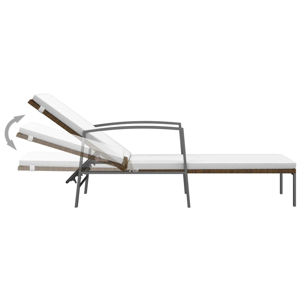 Set di 2 lettini prendisole sedie a sdraio lettini prendisole aiuole da giardino mobili da giardino con tavolo resina intrecciata marrone 02_0012129