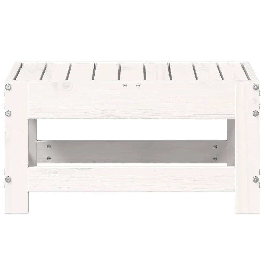 Poggiapiedi da Giardino Bianco 62x30x32 cm Legno Massello Pino 844894