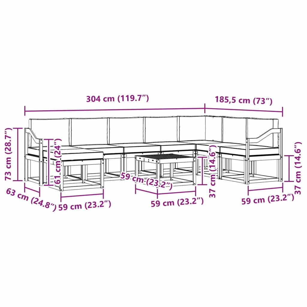 Set di divani da esterno 9 pz Bianco e Antracite 3388101