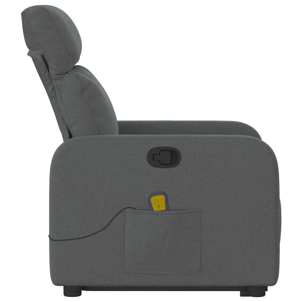 Poltrona | Sedia Relax Alzapersona Massaggi Reclinabile Grigio Scuro Tessuto