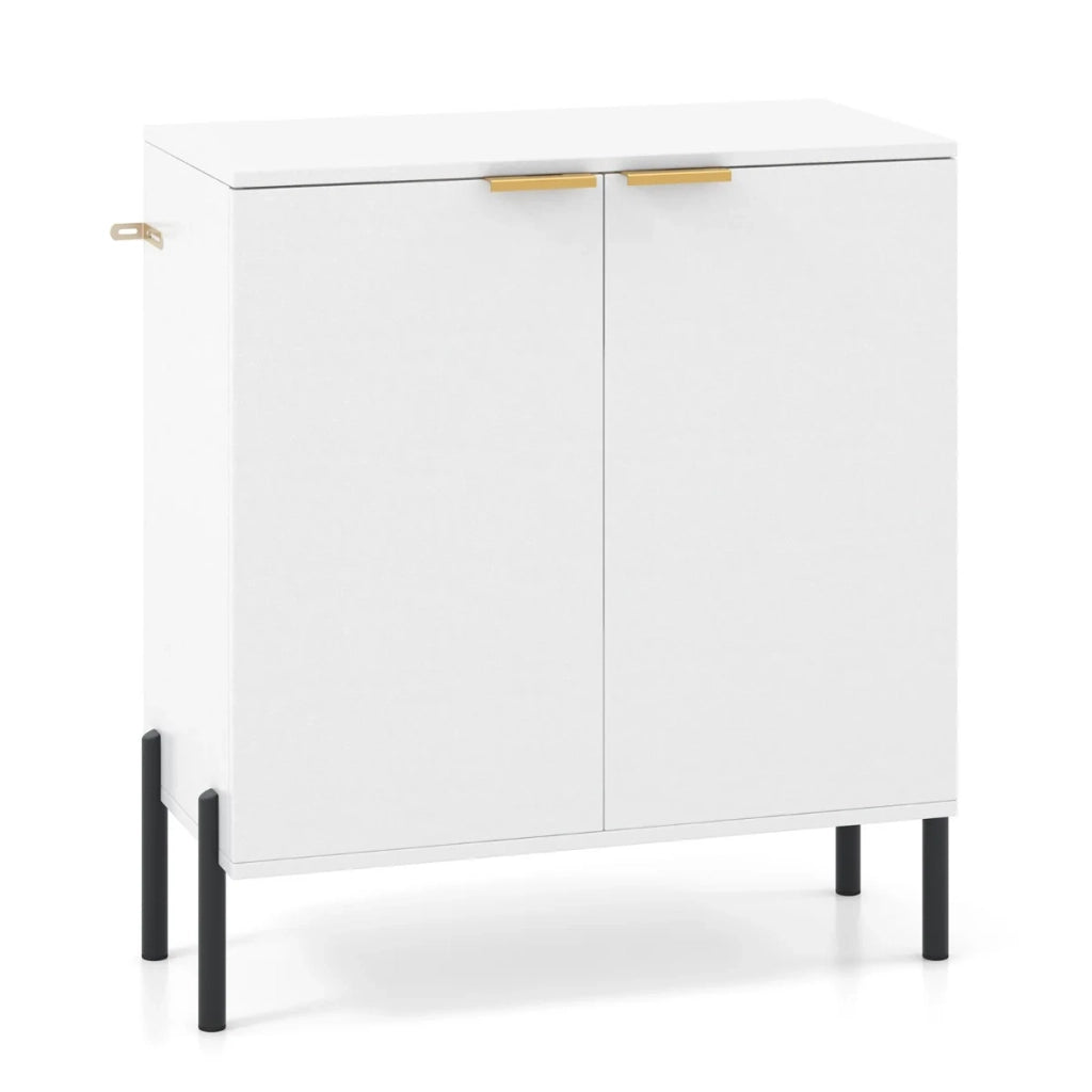Set di 2 credenze a due ante 70 x 37 x 78 cm con spazio ideale per riporre gli oggetti e design moderno in legno ingegnerizzato bianco 20_0017095