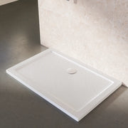 Piatto doccia 80x120 effetto pietra bianco in acrilico altezza slim | Petra