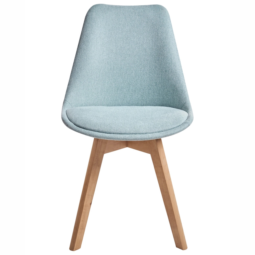 Set di 2 sedie da pranzo con rivestimento in tessuto verde menta gambe in legno eleganti design moderno