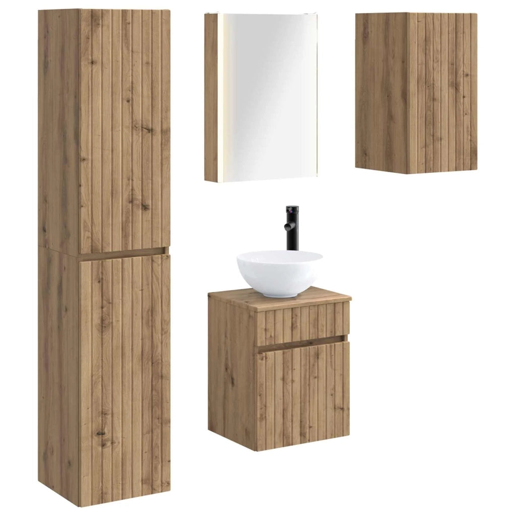 Set di Armadi da Bagno 5 pcs Rovere Artigianale 3407358