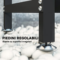 Legnaia Regolabile 235x31x116 cm con Telo Impermeabile e Catene in Acciaio Nero