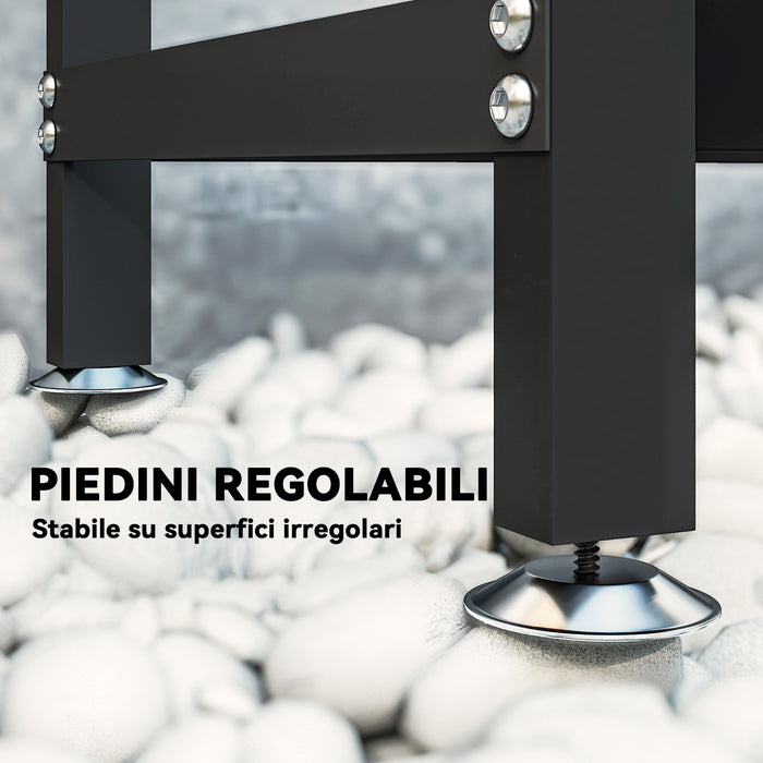 Legnaia Regolabile 235x31x116 cm con Telo Impermeabile e Catene in Acciaio Nero