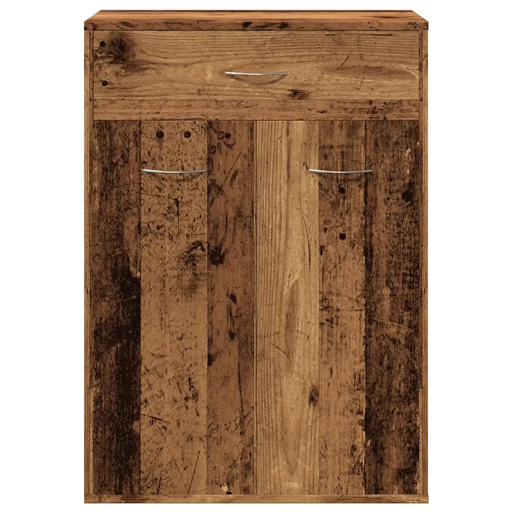 Scarpiera vintage con 4 ripiani e cassetto 60 x 35 x 84 cm legno composito finitura effetto legno anticato 02_0050693