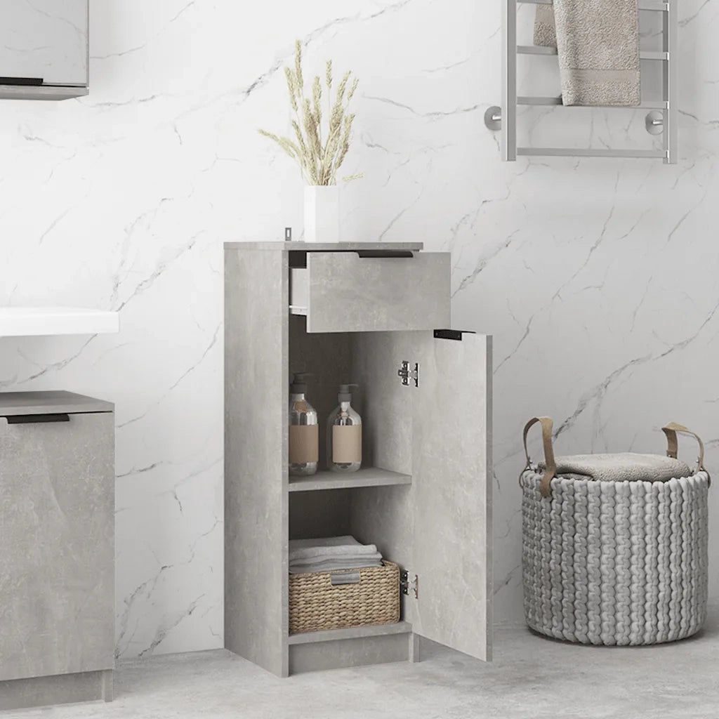 Armadio da Bagno Grigio Cemento 32x34x90cm in Legno Multistrato 811290