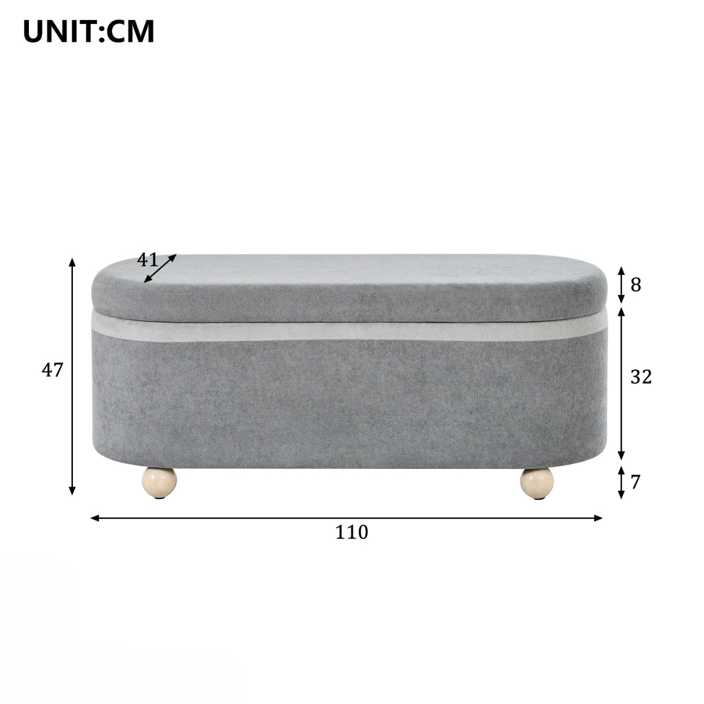Panca Contenitore con Coperchio e Gambe in Legno ¨C MINIMAL ¨C Grigio, 110x41x47 cm