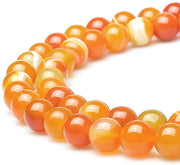Raccoglitori 8mm 45 pezzi con Agata semipreziosa a strisce arancioni, con foro, per collane e gioielli.