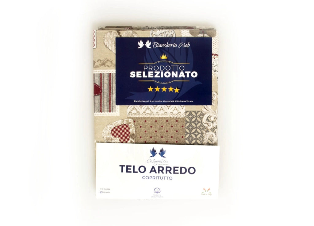 Telo Arredo Granfoulard Copritutto Cotone Made Italy Vari Disegni Arredatutto Copriletto Multiuso - 1 Piazza - Margot Rosso