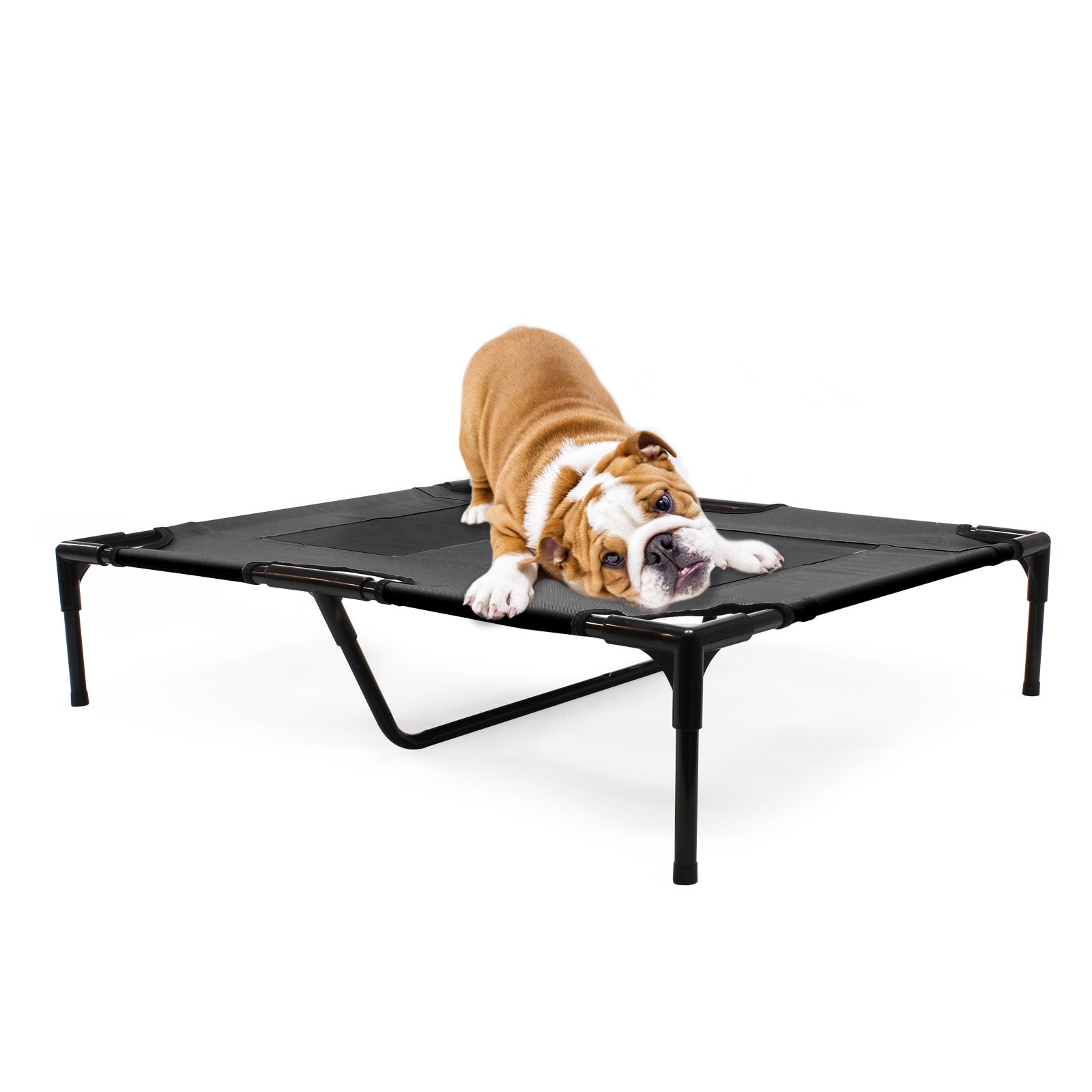 Brandina per cani e gatti 92x77x20cm, portata 50kg, cuccia nera, lettino da esterno per animali