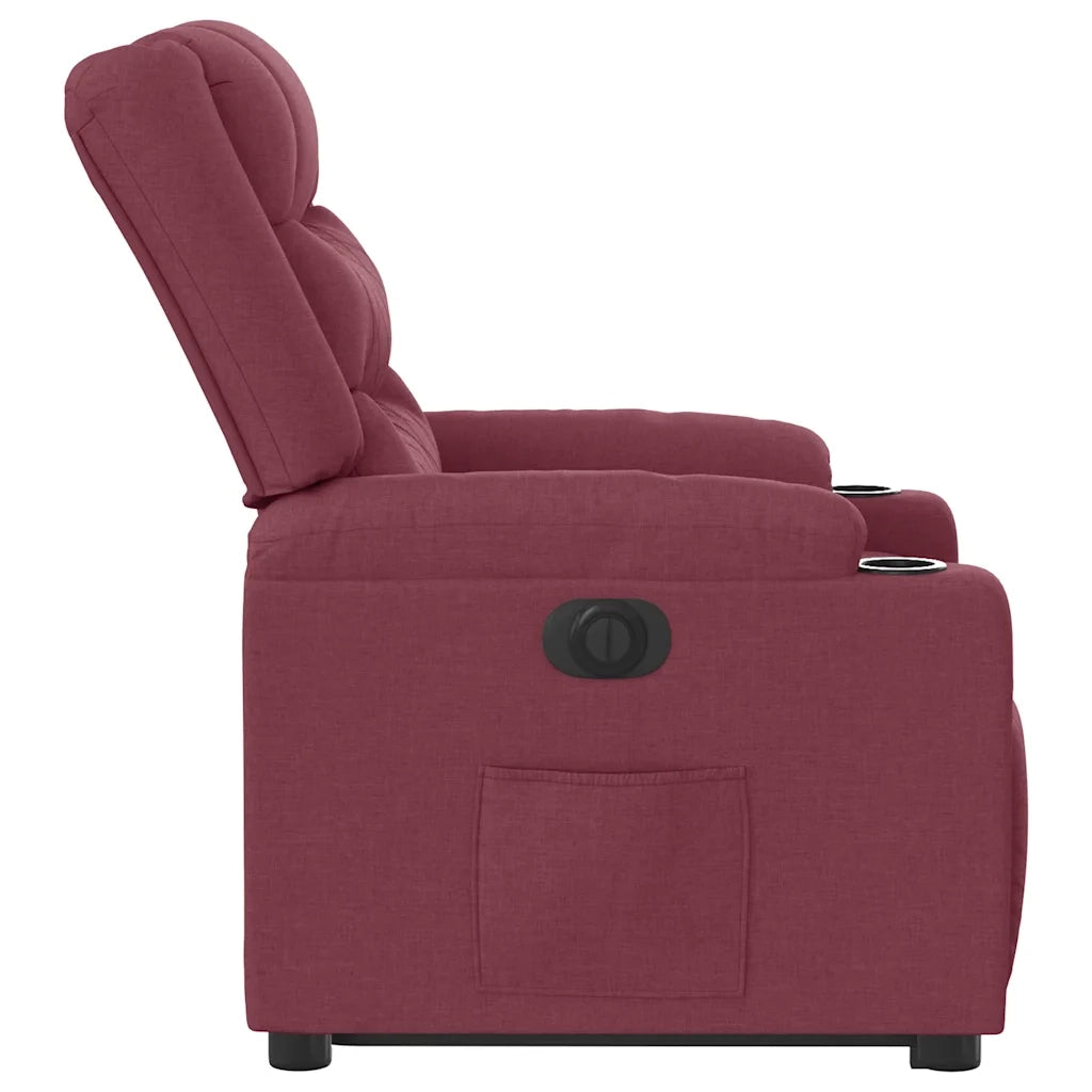 Poltrona Alzapersona Reclinabile Elettrica Rosso Vino Tessuto