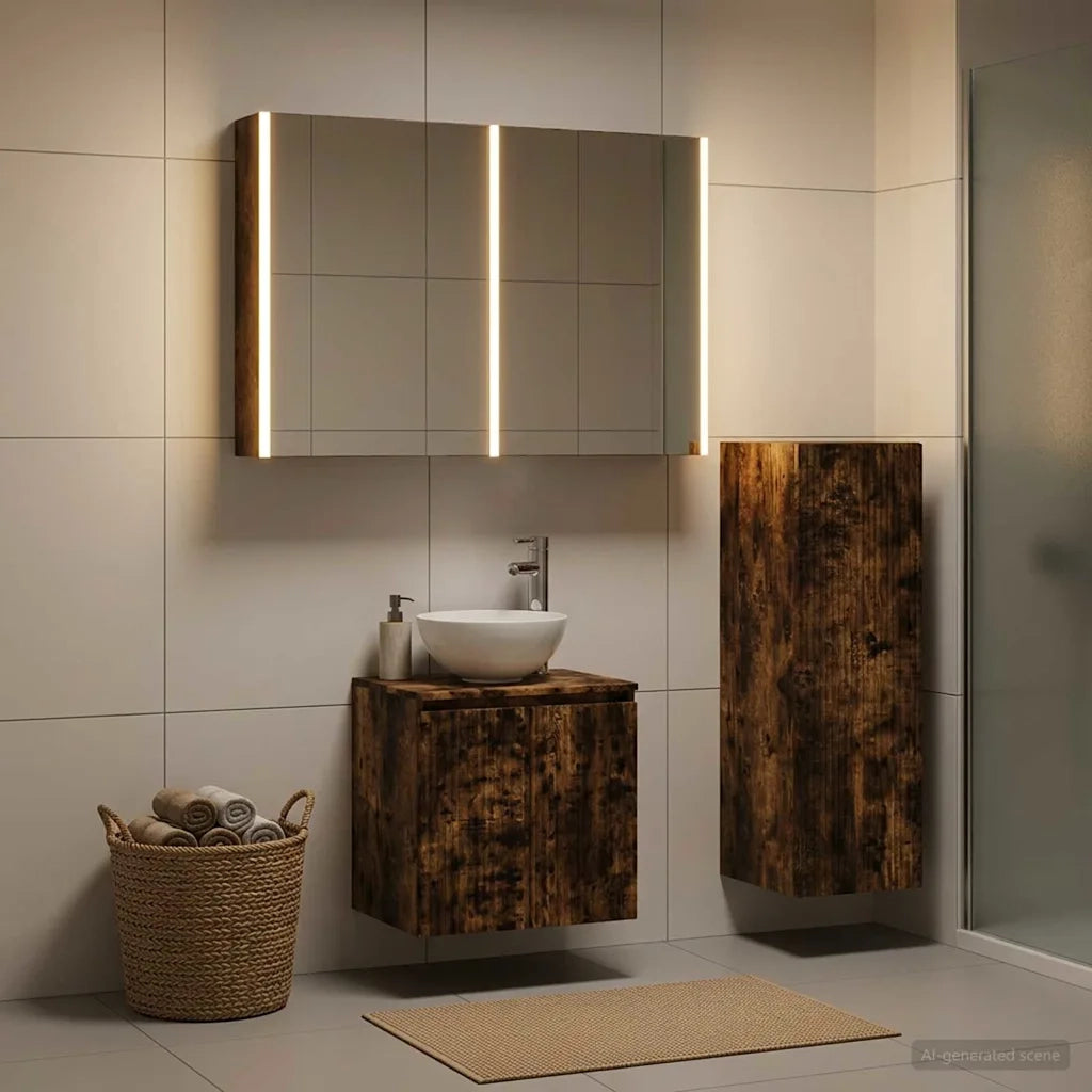 Set di mobili per il bagno 4 pcs Rovere Fumo 3407427