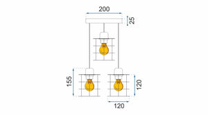 Lampada Da Soffitto Pensile Triplo Metallico Loft Nera 392204