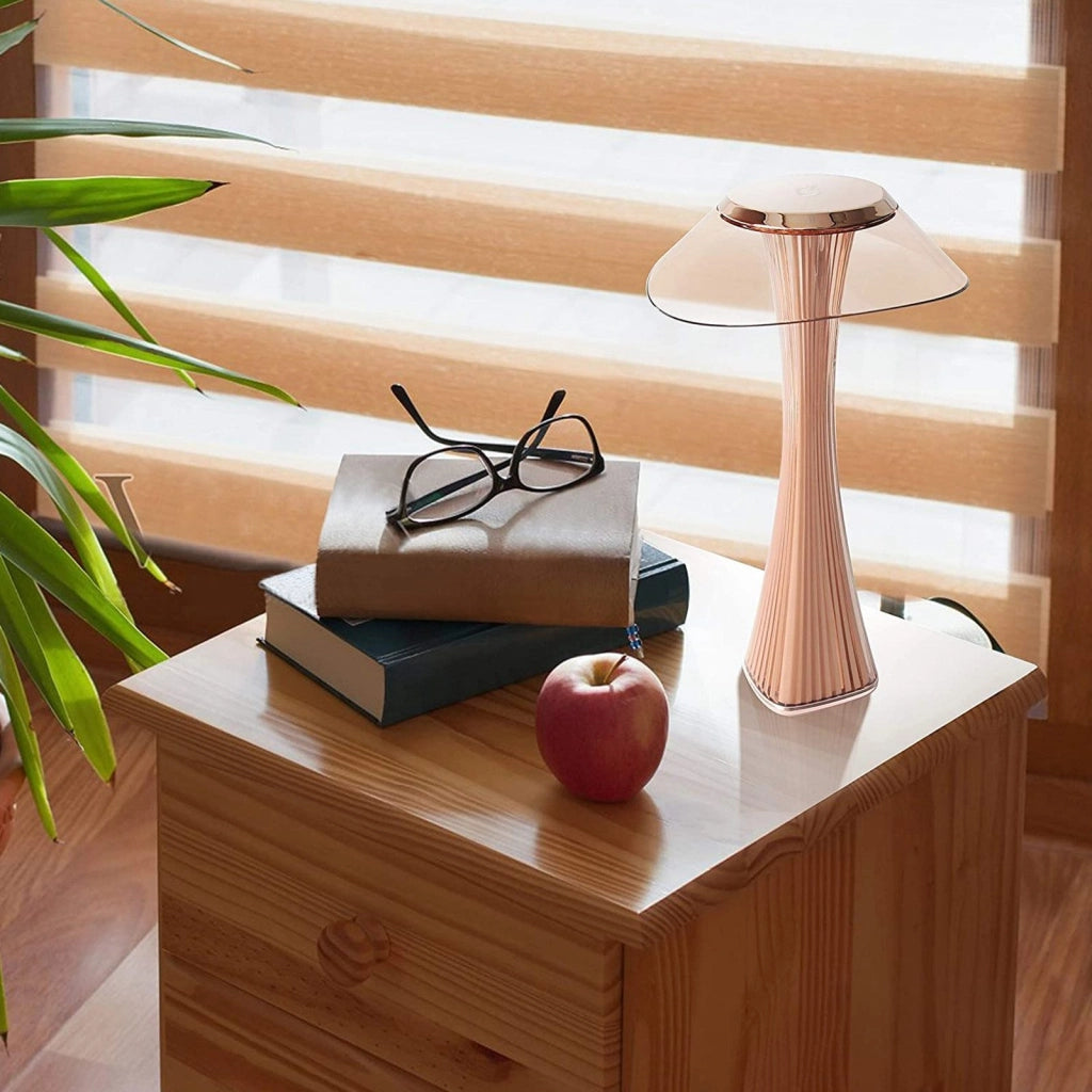 ZMH Lampada da tavolo LED Dimmabile Moderna USB 3 Livelli di Luminosità Rosa Oro da Comodino