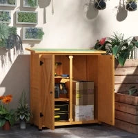 Armadietto da Giardino, Capanno degli Attrezzi in Legno, Resistente alle Intemperie con 2 Porte Tetto in Asfalto 110 x 55 x 117 cm, Giallo