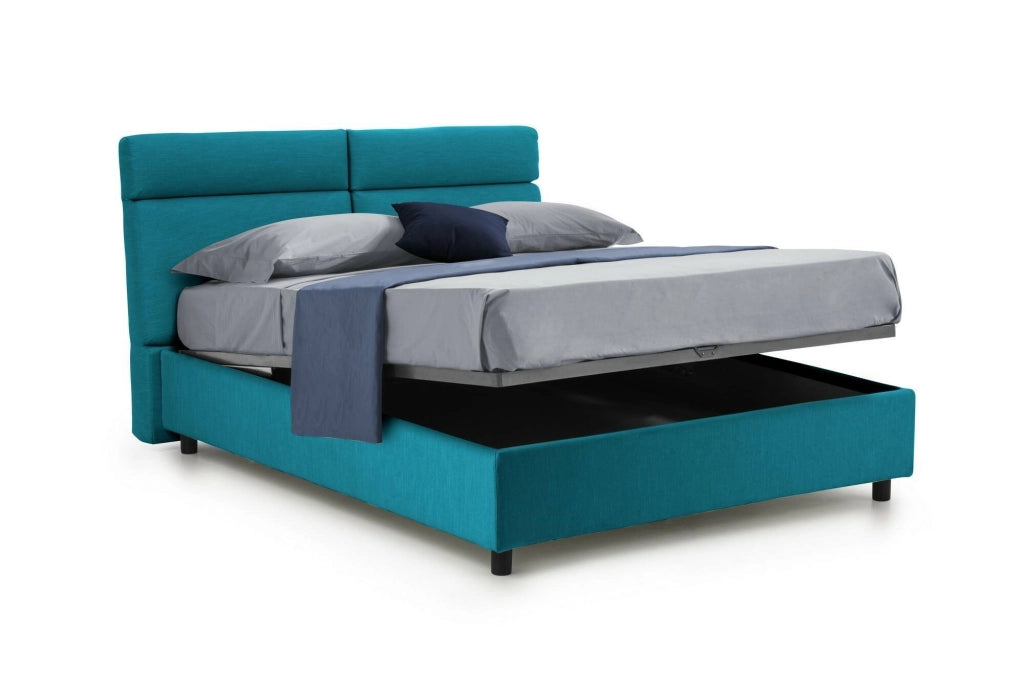 Letto Matrimoniale Asica, Letto Matrimoniale Materasso Incluso Made in Italy, Azzurro