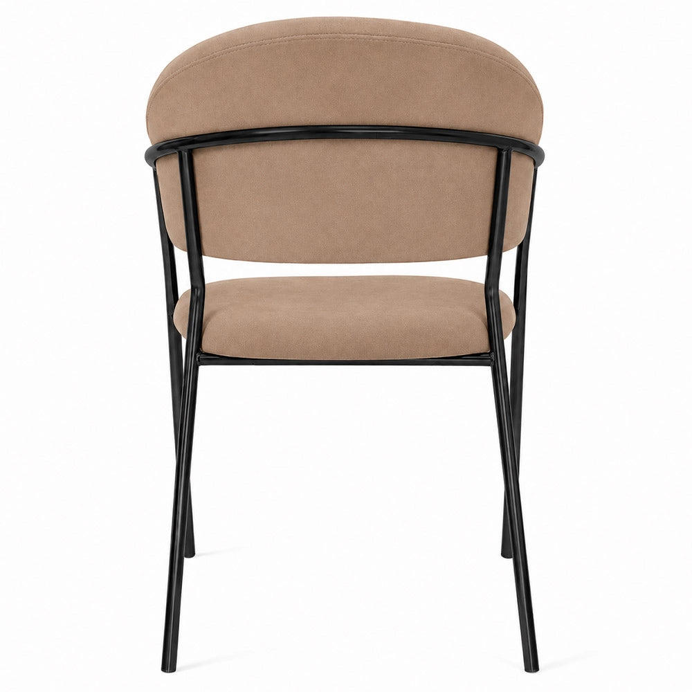 Sedie da pranzo set da 2 Aurelia in velluto grigio tortora con gambe nere