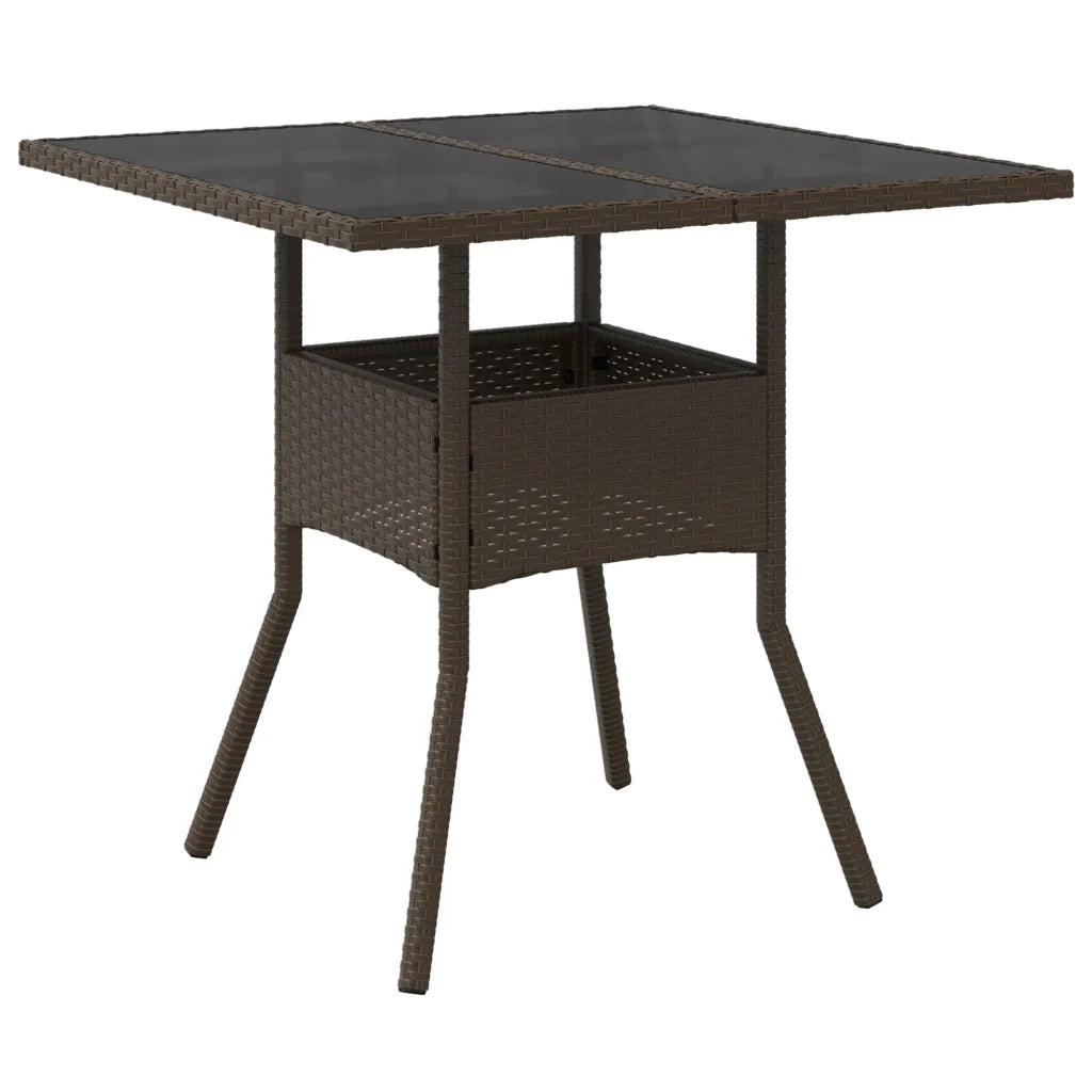 Tavolo da Giardino Piano Vetro Marrone 80x80x75 cm Polyrattancod mxl 114071