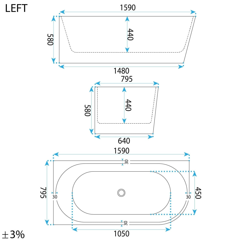 Vasca Bagno Sydney Bellanto Sinistra 160cm Copritappo bianco