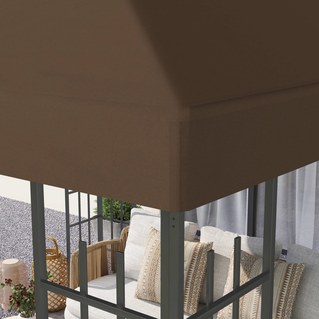 Copertura per Gazebo da Giardino 298x298 cm in Tessuto Oxford 600D con Fori di Drenaggio Marrone