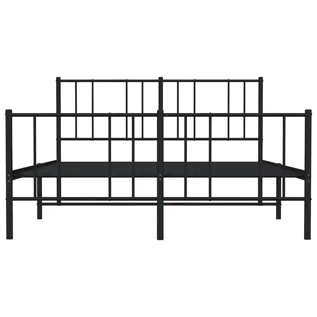 Giroletto con Testiera e Pediera Metallo Nero 135x190 cm 352497